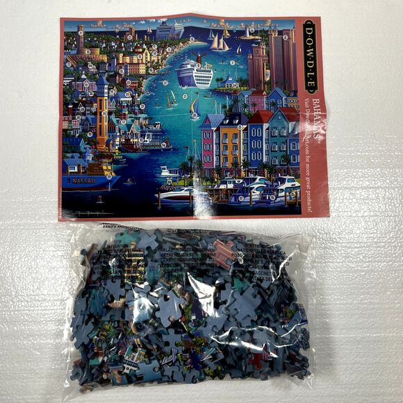 Dowdle Folk Art Jigsaw Puzzle BAHAMAS 500 Piece, 16 x 20 Collectible - Picture 3 of 4